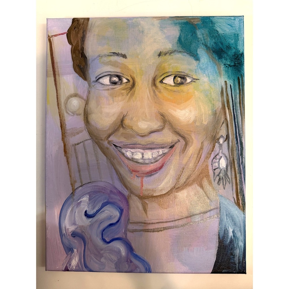 The Smile AFRICAN‎ AMERICAN woman ORIGINAL PORTRAIT OOAK ARTWORK PAINTING modern
